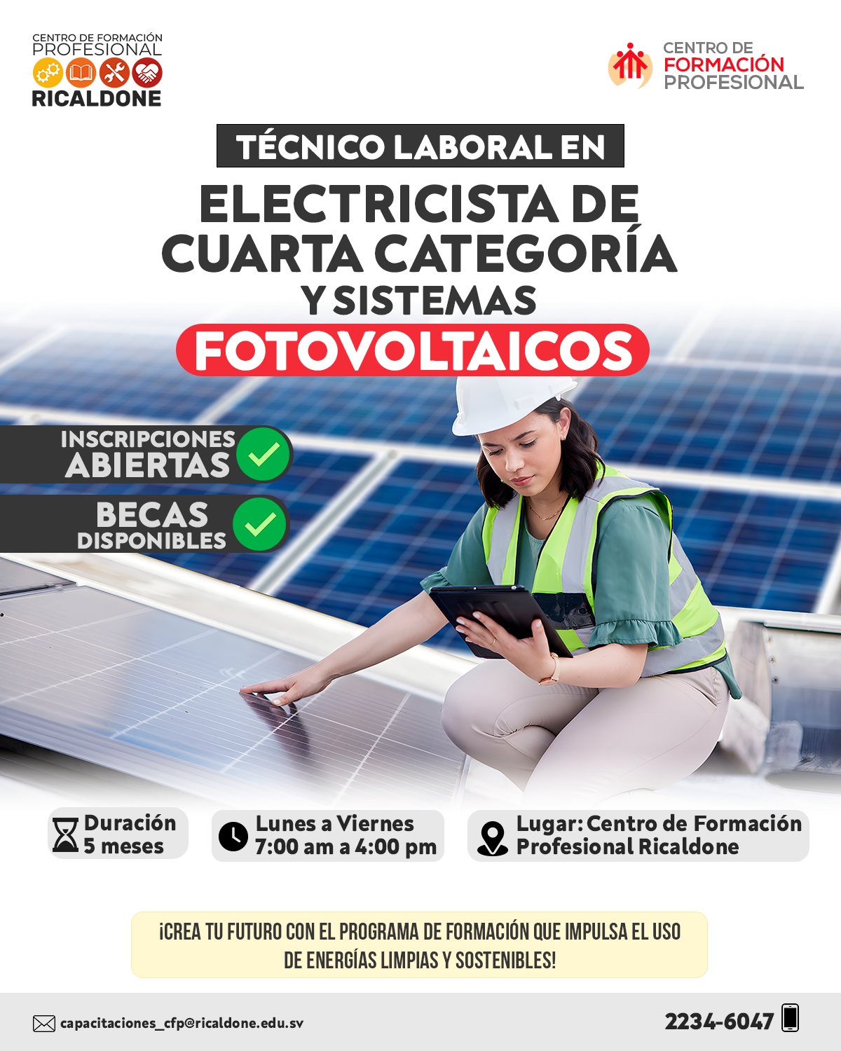 Técnico Laboral en Electricista de Cuarta categoria y sistemas fotovoltaicos